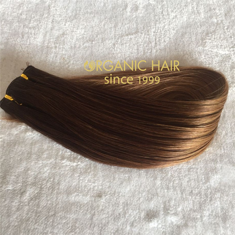 High quality full cuticle hair extensions-- hand tied weft color#6-20 C35